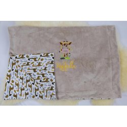 Couverture beige /girafes + broderie