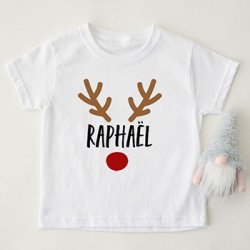 T-shirt de Noël renne et prénom